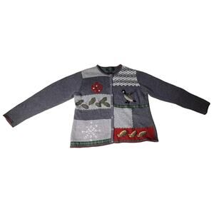 Vtg Orvis Sweater Womens Sz M Novelty Grannycore Embroidered Bird Knit Cardigan